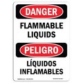 Signmission Safety Sign, OSHA Danger, 14" Height, Aluminum, Flammable Liquids Bilingual Spanish OS-DS-A-1014-VS-1827